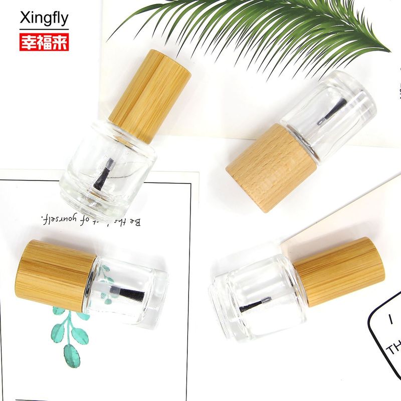11ml Botol Lampu Kuku Bulat Dengan Tutup Kayu Gel UV Kosong Botol Lem Lampu Kuku