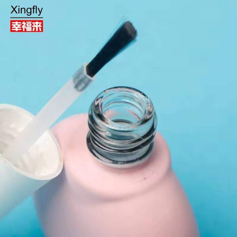 Botol Kaca Polish Gel Kuku Unik OEM Custom Botol Polish Gel Kosong Dengan Sikat Dan Tutup