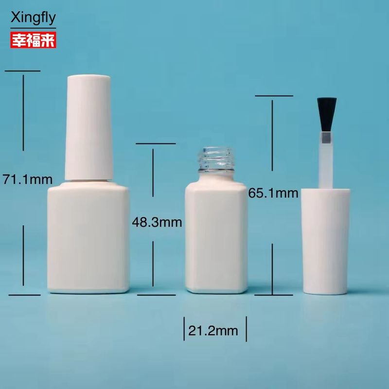 8ml Polish kuku Botol kaca persegi dengan sikat kosong Gel UV Botol Polish kuku