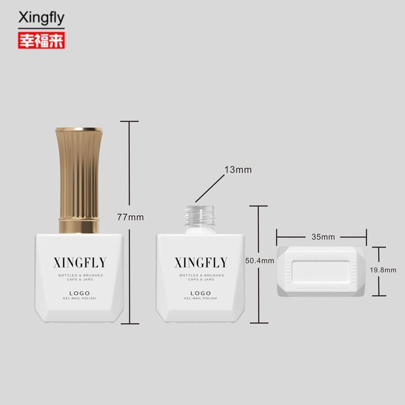 12ml Gel kuku Polish Square Botol kosong UV Gel Polish Botol kaca dengan tutup dan sikat