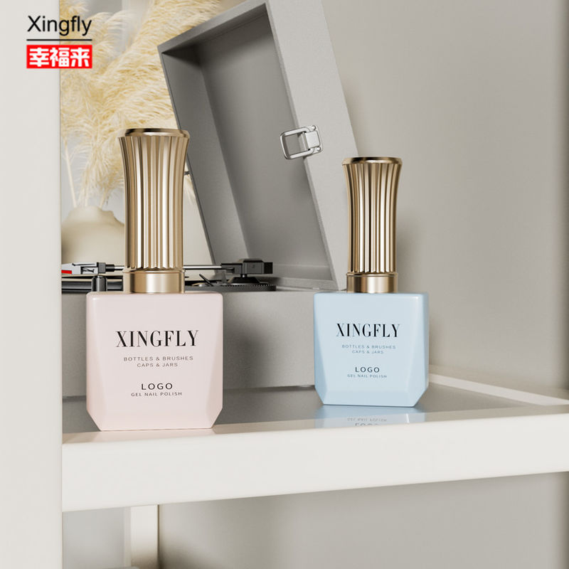 12ml Gel kuku Polish Square Botol kosong UV Gel Polish Botol kaca dengan tutup dan sikat