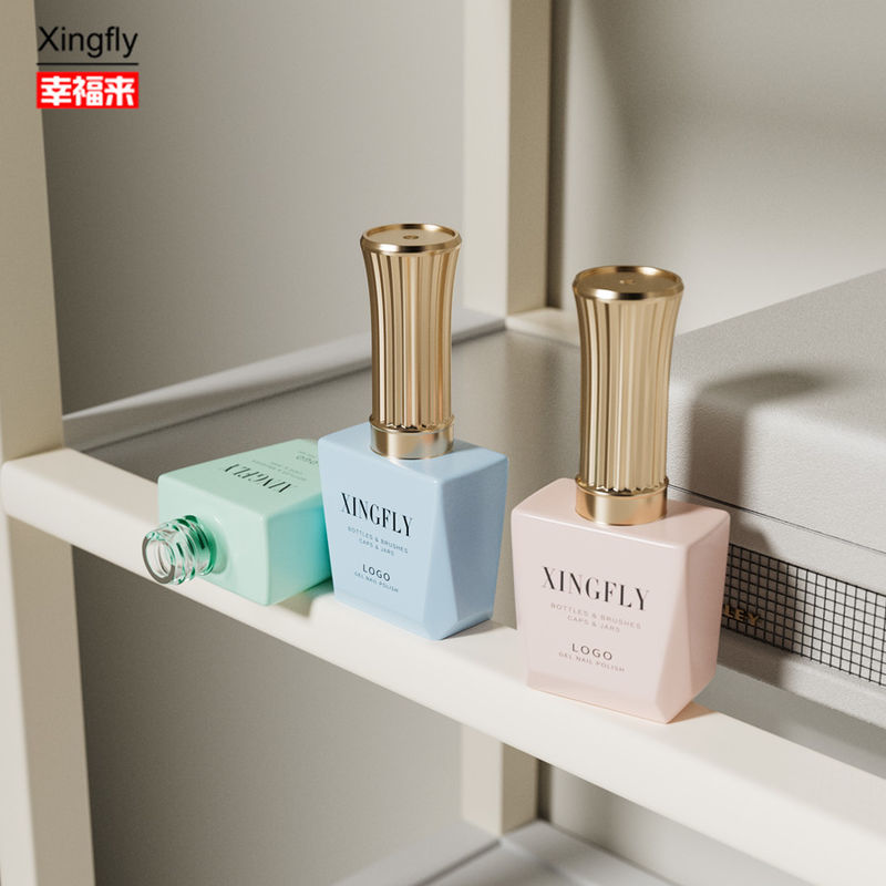 12ml Gel kuku Polish Square Botol kosong UV Gel Polish Botol kaca dengan tutup dan sikat