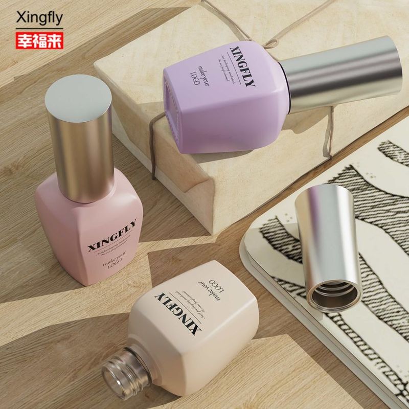 15ml Gel Nail Polish Botol Kaca Desain Khusus Kosong Untuk Nail Polish Dengan Cap Dan Sikat