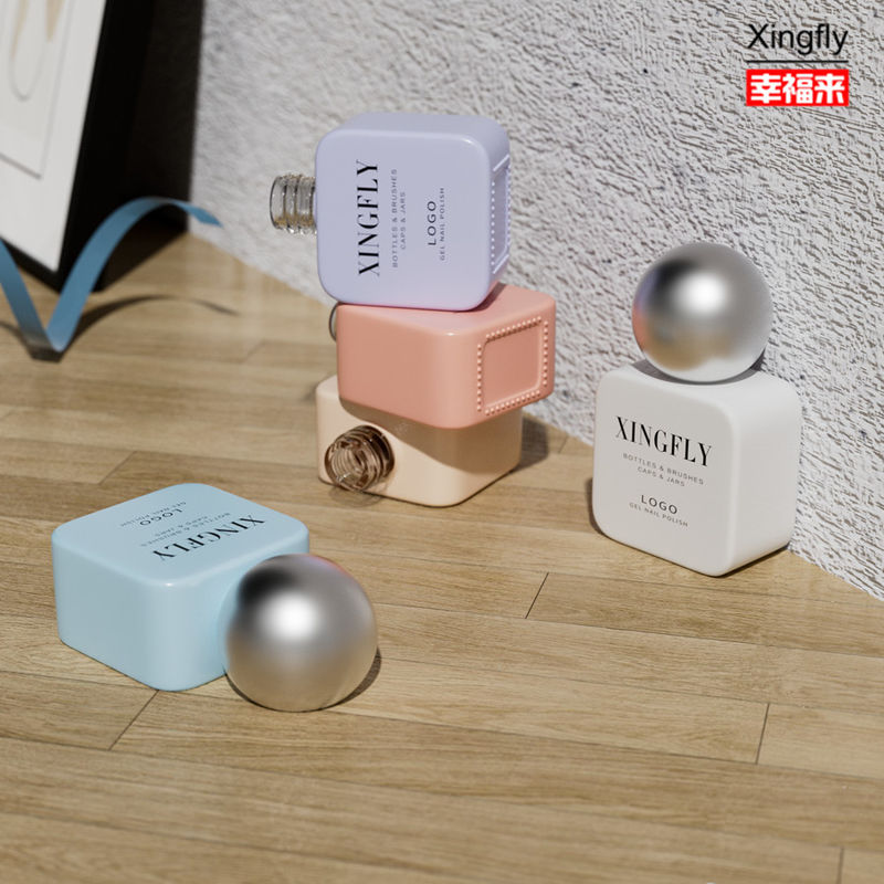 11ml Square Gel Nail Container Custom Gel Nail Polish Botol Kaca Kosong Untuk Nail Polish