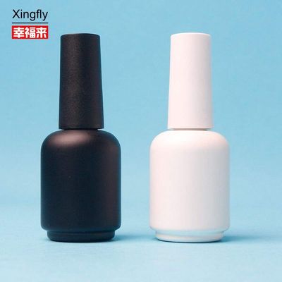 Custom 11ml Bulat Putih Hitam Gel UV Kosong Polish Kuku Botol Kaca Dengan Tutup Sikat